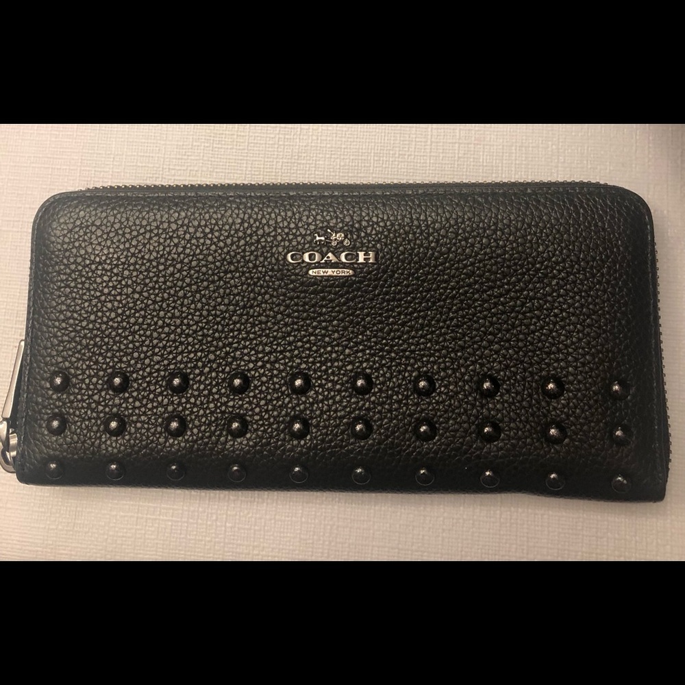 COACH black studded wallet